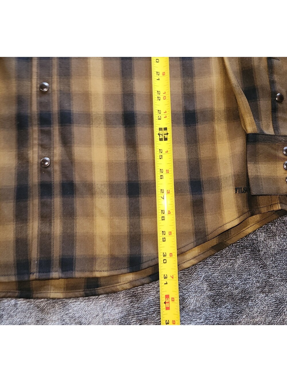 Filson Western Trim Slim Button Front Shirt Long Sleeves Large Plaid 100% Wool - Picture 10 of 10